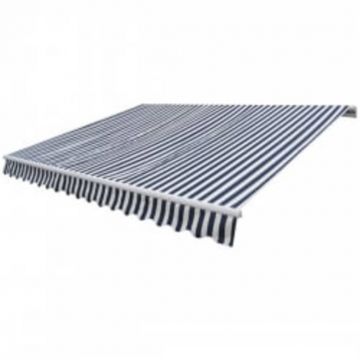 vidaXL Copertină pliabilă motorizată, albastru/alb, 600 cm