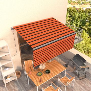 vidaXL Copertină retractabilă automat, stor, portocaliu&maro 3,5x2,5 m