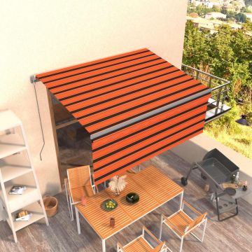 vidaXL Copertină retractabilă manual cu stor portocaliu&maro 3,5x2,5 m