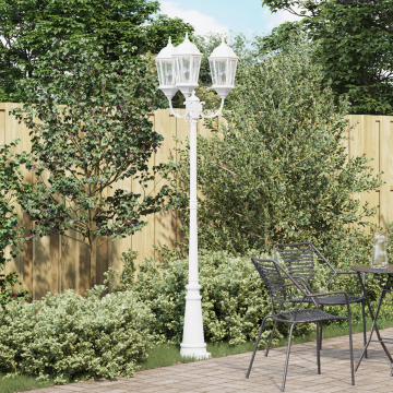 vidaXL Stâlp de iluminat de grădină cu 3 lămpi E27 Alb 235 cm Aluminiu