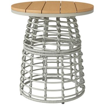 Outsunny Masă de cafea de grădină masă auxiliară exterior rotundă în răchită de aspect rotință și placă compozită Ø45 x 50 cm gri | Aosom Romania