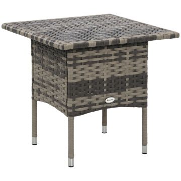Outsunny Masă laterală de grădină masă laterală pătrată din răchită stil cozy chic 50 x 50 x 47 cm negru | Aosom Romania