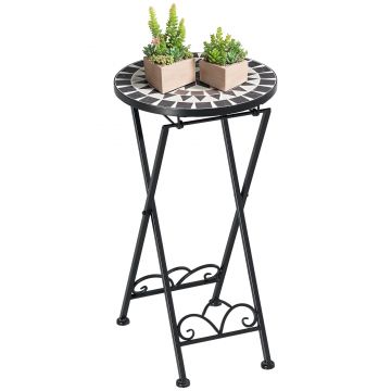 Outsunny Suport pentru plante Ø36 x 67 cm Suport pentru flori pliabil rotund pentru balcon mozaic de piatră grădină interior exterior multicolor | Aosom Romania