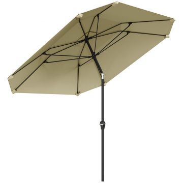Outsunny Umbrelă de soare de 2,3 m fără bază, umbrelă de terasă reglabilă cu manivelă, poliester, aluminiu, fibră de sticlă, bej | Aosom Romania