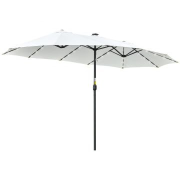 Outsunny Umbrelă dublă cu LED solar 450 x 265 cm, umbrelă cu manivelă, umbrelă ovală de balcon umbrelă de plajă rezistent la vânt stabilă umbrelă de piață umbrelă cu manivelă pentru balcon terasă grădină, Crem | Aosom Romania Outsunny Umbrelă dublă cu LED solar 450 x 265 cm, umbrelă cu manivelă, umbrelă ovală de balcon umbrelă de plajă rezistent la vânt stabilă umbrelă de piață umbrelă cu manivelă pentru balcon terasă grădină, Crem | Aosom Romania