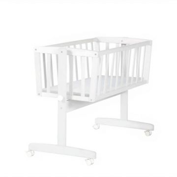Pătuț leagăn alb cu roți 40x90 cm – Roba