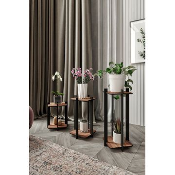 Suport din lemn pentru plante, Poter, Flower Desk Square, MDF , Maro
