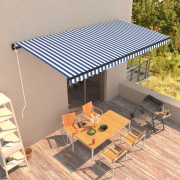vidaXL Copertină retractabilă automată, albastru și alb, 600 x 300 cm