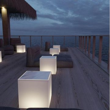 Masa cu lumina Bora - New Garden cu parte superioara imitatie de lemn sau marmura - Aspect marmura