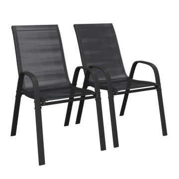 SET DE FOTOLII DE GRĂDINĂ in metal, textil negru